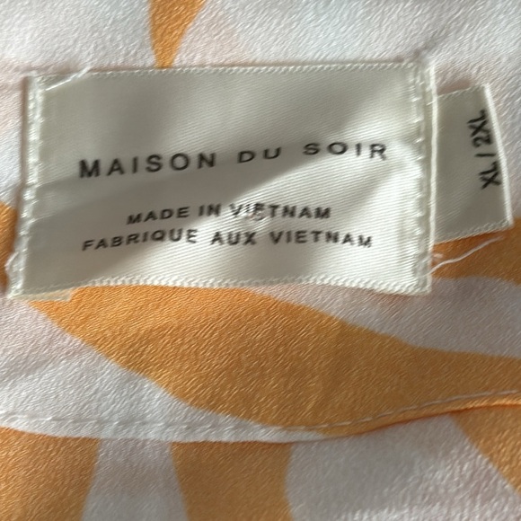 ANTHROPOLOGIE Maison Du Soir Magnolia Luxe Orange Palm Print Robe Size XL 2XL - Picture 3 of 4